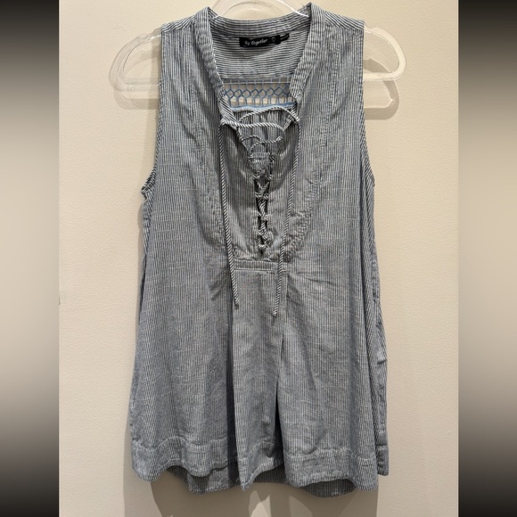 By Together Blue & White Striped Sleeveless Mini Dress Size Large - Picture 1 of 6